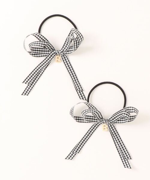 by LOVEiT(バイラビット)の「チェックリボンポニー(2個SET)【日本製】(ヘアゴム・キッズ・エメラルド/オレンジ/ホワイト/ピンク/ブラック・FREE)」の3枚目の写真