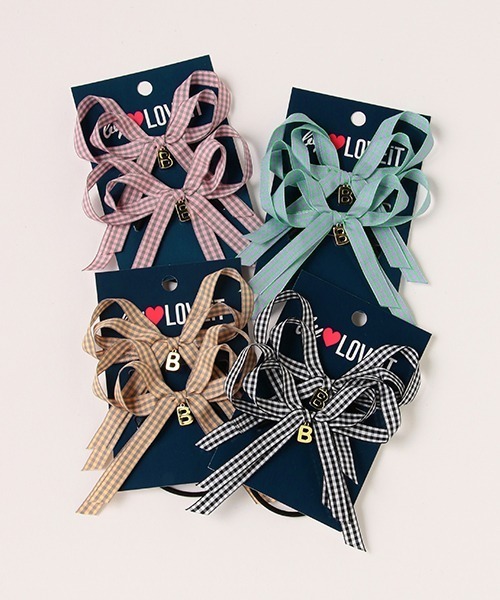 by LOVEiT(バイラビット)の「チェックリボンポニー(2個SET)【日本製】(ヘアゴム・キッズ・エメラルド/オレンジ/ホワイト/ピンク/ブラック・FREE)」の9枚目の写真