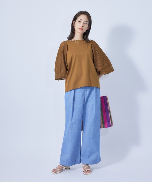 ROPE'（ロペ）の「カット×ラッセルレース  袖バルーンスリーブブラウス（Tシャツ/カットソー・レディース・ホワイト/ブラック/ダークブラウン・38）」の16枚目の写真