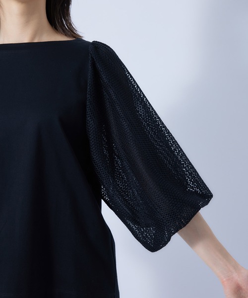 ROPE'（ロペ）の「カット×ラッセルレース  袖バルーンスリーブブラウス（Tシャツ/カットソー・レディース・ホワイト/ブラック/ダークブラウン・38）」の12枚目の写真