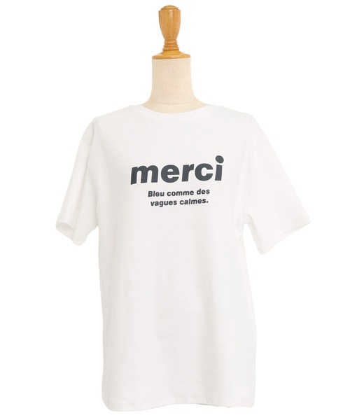 BLUEEAST（ブルーイースト）の「merciロゴTシャツ（Tシャツ/カットソー・レディース・ブラック/グレー/オフホワイト・MEDIUM）」の20枚目の写真
