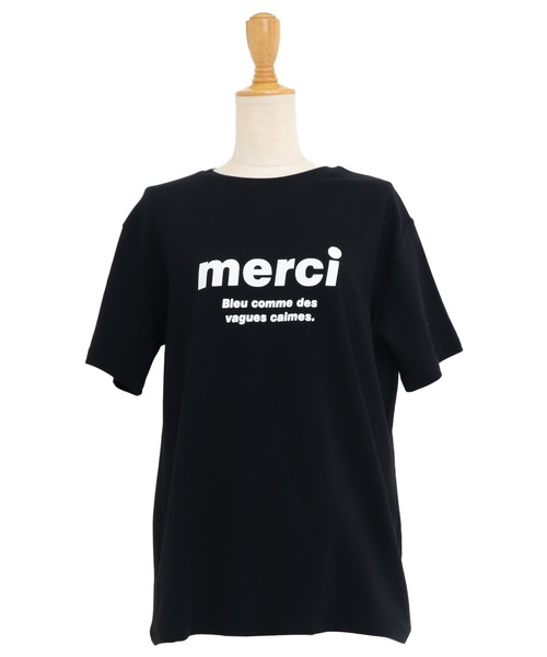 BLUEEAST（ブルーイースト）の「merciロゴTシャツ（Tシャツ/カットソー・レディース・ブラック/グレー/オフホワイト・MEDIUM）」の21枚目の写真
