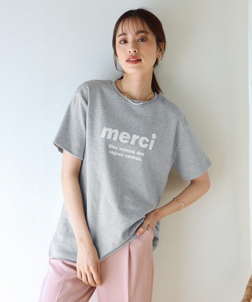 BLUEEAST（ブルーイースト）の「merciロゴTシャツ（Tシャツ/カットソー・レディース・ブラック/グレー/オフホワイト・MEDIUM）」の16枚目の写真