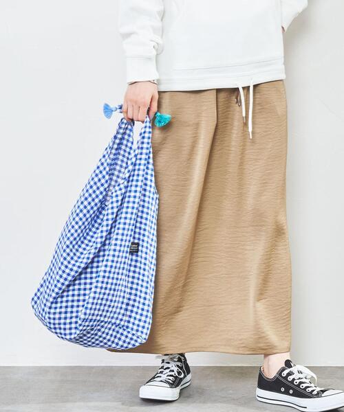 Fatima morocco（ファティマモロッコ）の「Market（マーケット）Fatima Morocco（ファティマモロッコ）ギンガム巾着バッグ（ショルダーバッグ・レディース・ブラック/ロイヤルブルー/レッド・FREE）」の3枚目の写真