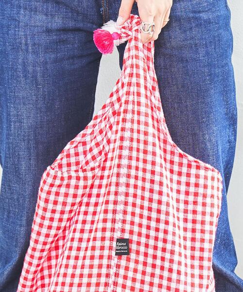 Fatima morocco（ファティマモロッコ）の「Market（マーケット）Fatima Morocco（ファティマモロッコ）ギンガム巾着バッグ（ショルダーバッグ・レディース・ブラック/ロイヤルブルー/レッド・FREE）」の21枚目の写真