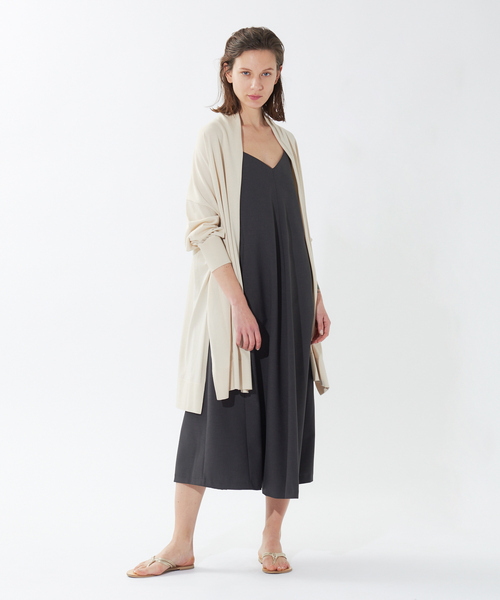 qualite（カリテ）の「ギャバストレッチフォルムキャミワンピース（ワンピース・レディース・ライム/チャコールグレー・38/36）」の7枚目の写真