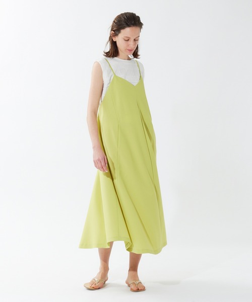 qualite（カリテ）の「ギャバストレッチフォルムキャミワンピース（ワンピース・レディース・ライム/チャコールグレー・38/36）」の20枚目の写真