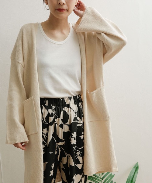URBAN RESEARCH DOORS - リネンロングカーディガン　ベージュ　URBAN RESEARCH DOORS URBAN RESEARCH DOORS（アーバンリサーチドアーズ）の「コットン