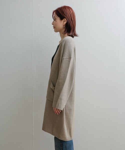 URBAN RESEARCH DOORS - リネンロングカーディガン　ベージュ　URBAN RESEARCH DOORS URBAN RESEARCH DOORS（アーバンリサーチドアーズ）の「コットン