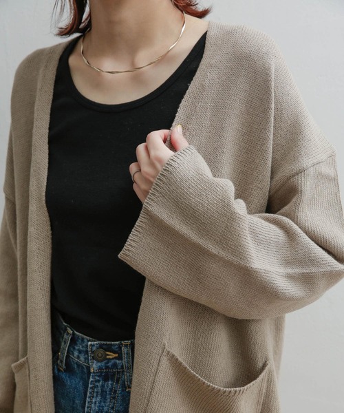 URBAN RESEARCH DOORS（アーバンリサーチドアーズ）の「コットンリネンロングカーディガン（カーディガン/ボレロ・レディース・ベージュ/アイボリー・MEDIUM）」の18枚目の写真