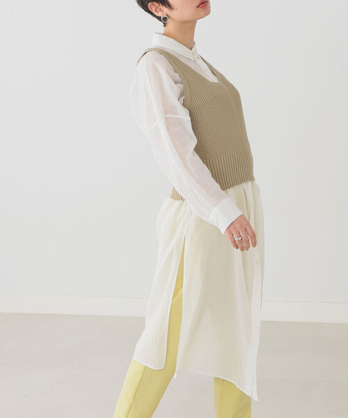 B:MING by BEAMS（ビーミングバイビームス）の「B:MING by BEAMS / オーガニックコットン ニットビスチェ 22SS（タンクトップ・レディース・ブラウン/アイボリー/ベージュ・ONE SIZE）」の4枚目の写真