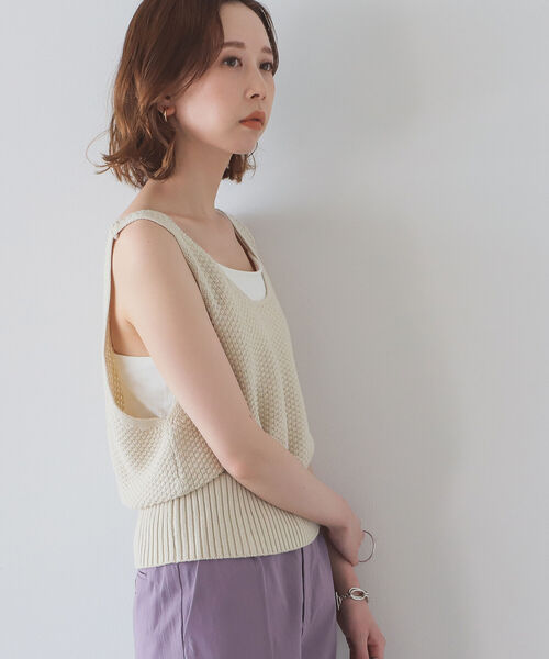 B:MING by BEAMS（ビーミングバイビームス）の「B:MING by BEAMS / オーガニックコットン ニットビスチェ 22SS（タンクトップ・レディース・ブラウン/アイボリー/ベージュ・ONE SIZE）」の7枚目の写真