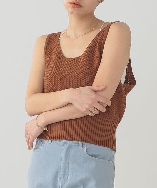 B:MING by BEAMS（ビーミングバイビームス）の「B:MING by BEAMS / オーガニックコットン ニットビスチェ 22SS（タンクトップ・レディース・ブラウン/アイボリー/ベージュ・ONE SIZE）」の10枚目の写真