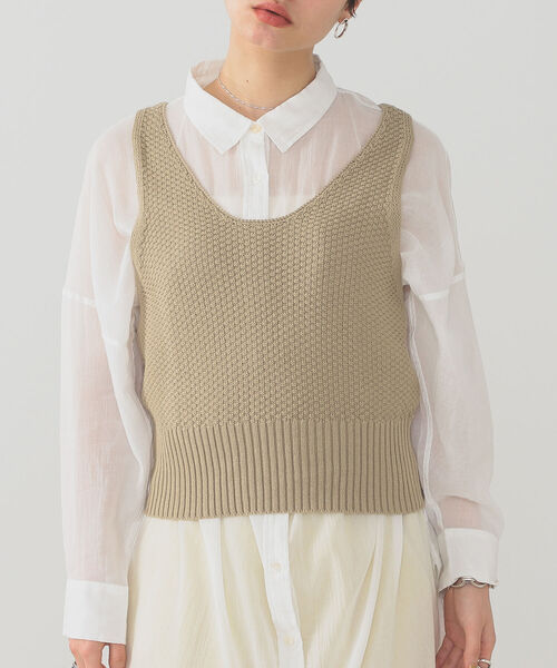 B:MING by BEAMS（ビーミングバイビームス）の「B:MING by BEAMS / オーガニックコットン ニットビスチェ 22SS（タンクトップ・レディース・ブラウン/アイボリー/ベージュ・ONE SIZE）」の13枚目の写真