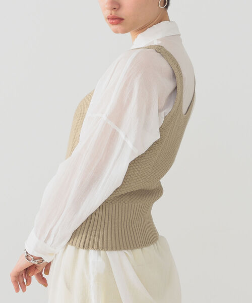 B:MING by BEAMS（ビーミングバイビームス）の「B:MING by BEAMS / オーガニックコットン ニットビスチェ 22SS（タンクトップ・レディース・ブラウン/アイボリー/ベージュ・ONE SIZE）」の14枚目の写真