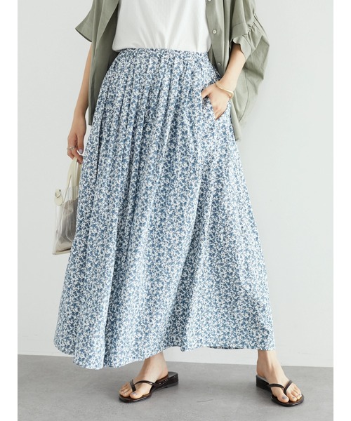 CRAFT STANDARD BOUTIQUE(クラフトスタンダードブティック)の「小花柄ギャザースカート *◆(スカート・レディース・ブラック/ブルー・FREE)」の18枚目の写真