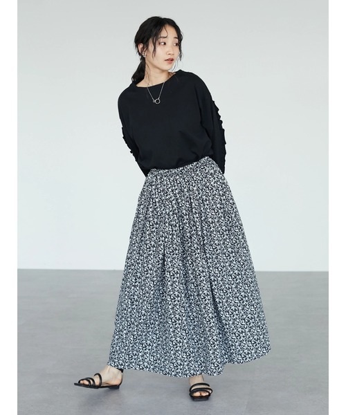 CRAFT STANDARD BOUTIQUE(クラフトスタンダードブティック)の「小花柄ギャザースカート *◆(スカート・レディース・ブラック/ブルー・FREE)」の9枚目の写真
