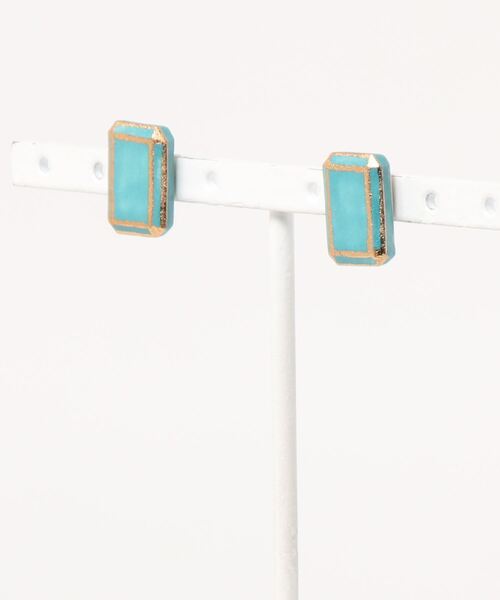 tone(トーン)の「【irodori】jewel cut pierce(square ターコイズ)(ピアス(両耳用)・レディース・ターコイズブルー・FREE)」の1枚目の写真
