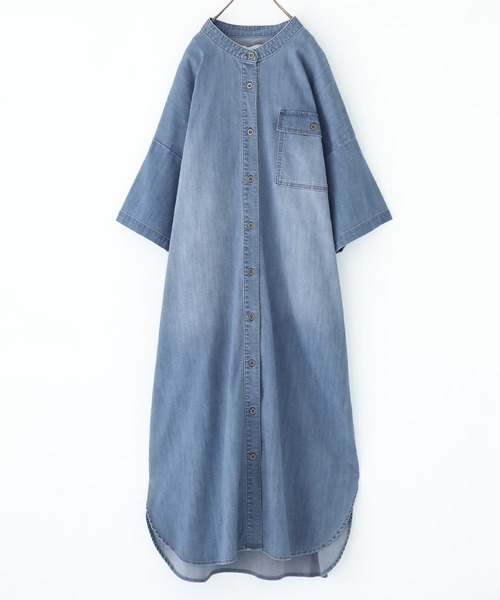 n'OrLABEL(ノアールレーベル)の「【接触冷感・UVカット・遮熱効果・抗菌防臭】『デニムシャツワンピース』(シャツワンピース・レディース・ネイビー/ブルー・FREE)」の13枚目の写真