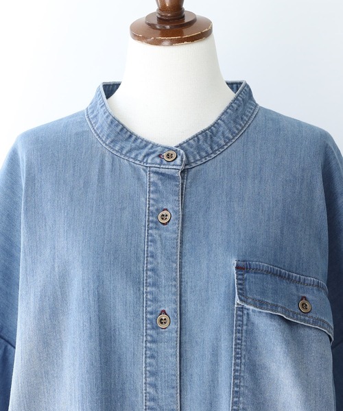 本日限定！GREEN LAVEL RELAXING 半袖　デニムシャツワンピース セール】デニムロングシャツワンピース（シャツワンピース