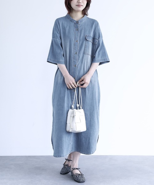 n'OrLABEL(ノアールレーベル)の「【接触冷感・UVカット・遮熱効果・抗菌防臭】『デニムシャツワンピース』(シャツワンピース・レディース・ネイビー/ブルー・FREE)」の18枚目の写真