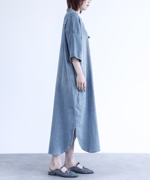 n'OrLABEL(ノアールレーベル)の「【接触冷感・UVカット・遮熱効果・抗菌防臭】『デニムシャツワンピース』(シャツワンピース・レディース・ネイビー/ブルー・FREE)」の20枚目の写真