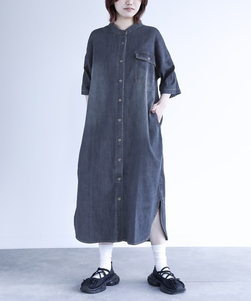 n'OrLABEL(ノアールレーベル)の「【接触冷感・UVカット・遮熱効果・抗菌防臭】『デニムシャツワンピース』(シャツワンピース・レディース・ネイビー/ブルー・FREE)」の15枚目の写真