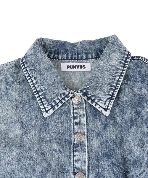 PUNYUS（プニュズ）の「半袖ケミカルシャツワンピース（シャツワンピース・レディース・ケミカルウォッシュ・1/2/4/3）」の3枚目の写真