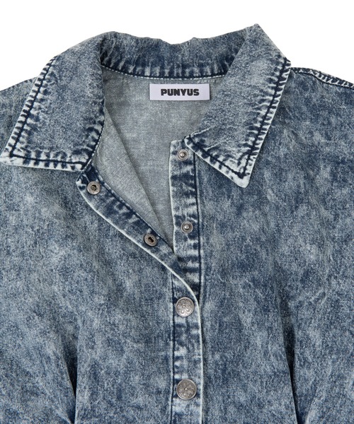 PUNYUS（プニュズ）の「半袖ケミカルシャツワンピース（シャツワンピース・レディース・ケミカルウォッシュ・1/2/4/3）」の5枚目の写真