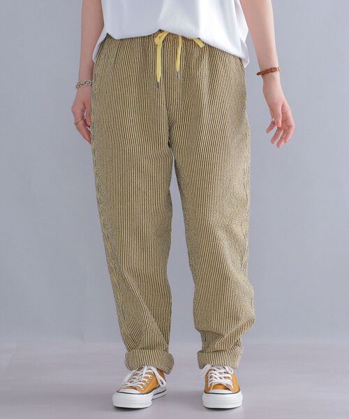 MACOBER（マコバ）の「*【SHIPS別注】MACOBER: ソリッド / ストライプ オーバーダイ シアサッカー シェフ パンツ（その他パンツ・メンズ・ライトブルー/イエロー/ネイビー/ブラック・MEDIUM/SMALL/LARGE）」の4枚目の写真