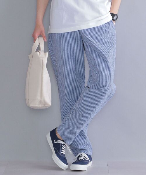 MACOBER（マコバ）の「*【SHIPS別注】MACOBER: ソリッド / ストライプ オーバーダイ シアサッカー シェフ パンツ（その他パンツ・メンズ・ライトブルー/イエロー/ネイビー/ブラック・MEDIUM/SMALL/LARGE）」の3枚目の写真