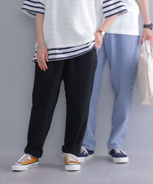 MACOBER（マコバ）の「*【SHIPS別注】MACOBER: ソリッド / ストライプ オーバーダイ シアサッカー シェフ パンツ（その他パンツ・メンズ・ライトブルー/イエロー/ネイビー/ブラック・MEDIUM/SMALL/LARGE）」の2枚目の写真