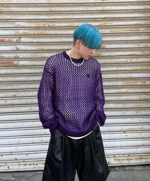 Chikashitsu + | 【Chikashitsu +/チカシツプラス】mesh summer knit/メッシュサマーニット アミアミニット 重ね着 レイヤード(その他トップス)