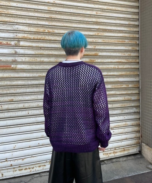 Chikashitsu +(チカシツプラス)の「【Chikashitsu +/チカシツプラス】mesh summer knit/メッシュサマーニット アミアミニット 重ね着 レイヤード(その他トップス・メンズ・ブラック/パープル/アイボリー・ONE SIZE)」の10枚目の写真