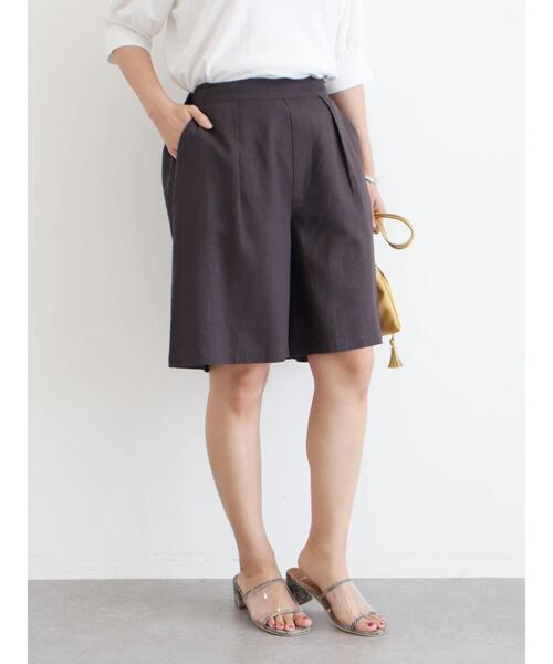 Green　Parks（グリーンパークス）の「ベルギーリネン混 ハーフパンツ（その他パンツ・レディース・ダークグレー/ライトベージュ/ブラウン系その他4・FREE）」の19枚目の写真