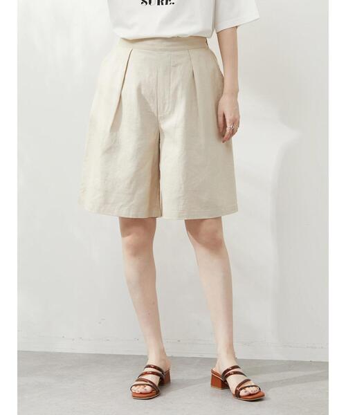 Green　Parks（グリーンパークス）の「ベルギーリネン混 ハーフパンツ（その他パンツ・レディース・ダークグレー/ライトベージュ/ブラウン系その他4・FREE）」の20枚目の写真