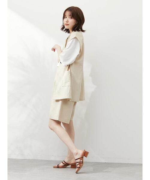 Green　Parks（グリーンパークス）の「ベルギーリネン混 ハーフパンツ（その他パンツ・レディース・ダークグレー/ライトベージュ/ブラウン系その他4・FREE）」の8枚目の写真