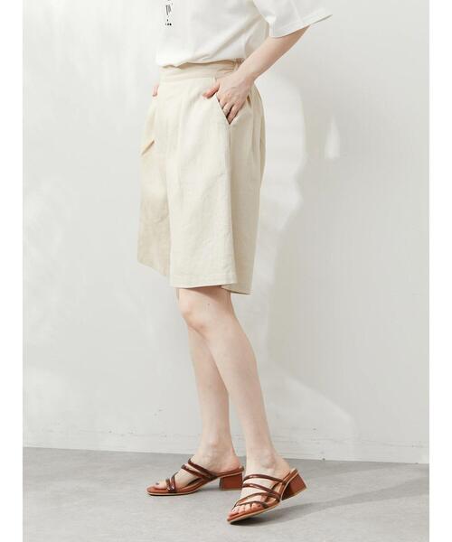 Green　Parks（グリーンパークス）の「ベルギーリネン混 ハーフパンツ（その他パンツ・レディース・ダークグレー/ライトベージュ/ブラウン系その他4・FREE）」の14枚目の写真