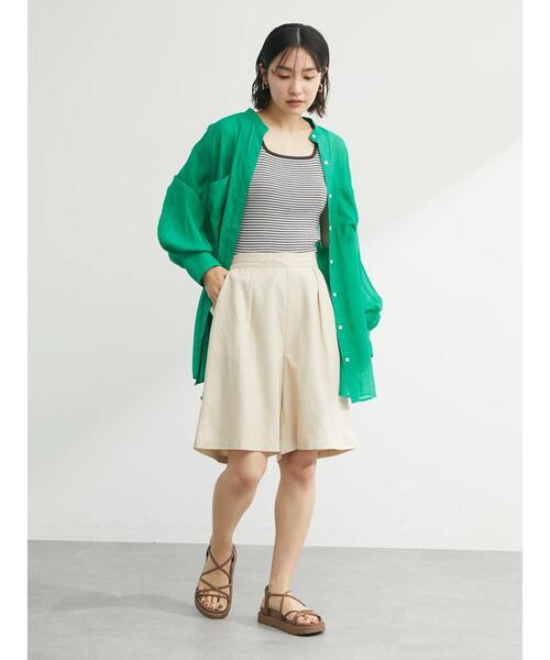 Green　Parks（グリーンパークス）の「ベルギーリネン混 ハーフパンツ（その他パンツ・レディース・ダークグレー/ライトベージュ/ブラウン系その他4・FREE）」の7枚目の写真