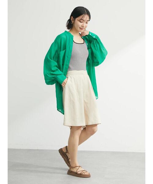 Green　Parks（グリーンパークス）の「ベルギーリネン混 ハーフパンツ（その他パンツ・レディース・ダークグレー/ライトベージュ/ブラウン系その他4・FREE）」の11枚目の写真