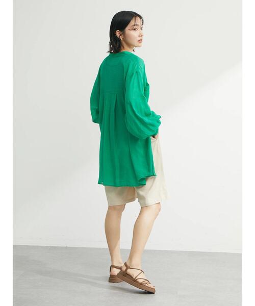 Green　Parks（グリーンパークス）の「ベルギーリネン混 ハーフパンツ（その他パンツ・レディース・ダークグレー/ライトベージュ/ブラウン系その他4・FREE）」の9枚目の写真