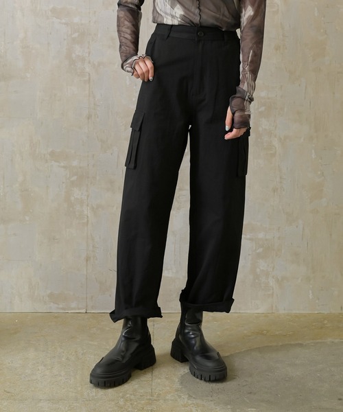 Lull(ルル)の「【Lull / ルル】ストレートカーゴパンツ(カーゴパンツ・レディース・ブラック/ホワイト/カーキ・ONESIZE)」の2枚目の写真