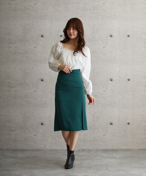 L.H.P（エルエイチピー）の「courage/クラージュ/スリットスカート（スカート・レディース・ブラック/グリーン・SMALL/MEDIUM/LARGE）」の6枚目の写真