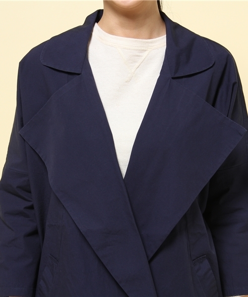 GIORDANO（ジョルダーノ）の「[GIORDANO]フルオープンデザイントレンチコート（テーラードジャケット・レディース・ベージュ/ネイビー・MEDIUM/LARGE）」の5枚目の写真