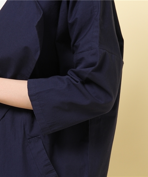 GIORDANO（ジョルダーノ）の「[GIORDANO]フルオープンデザイントレンチコート（テーラードジャケット・レディース・ベージュ/ネイビー・MEDIUM/LARGE）」の6枚目の写真