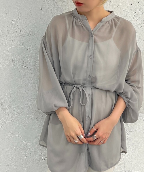apres jour mignon(アプレジュールミニョン)の「シアー楊柳ブラウス【ZOZOTOWN限定アイテム】(シャツ/ブラウス・レディース・ブラック/オフホワイト/ブルー・X-LARGE/フリー)」の17枚目の写真