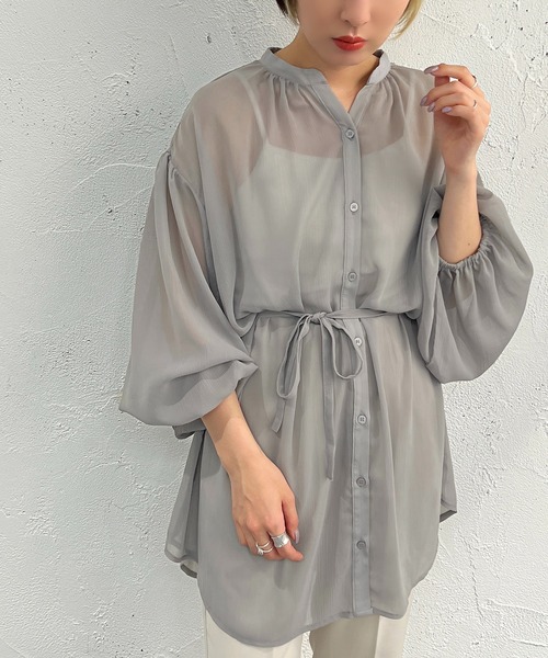 apres jour mignon(アプレジュールミニョン)の「シアー楊柳ブラウス【ZOZOTOWN限定アイテム】(シャツ/ブラウス・レディース・ブラック/オフホワイト/ブルー・X-LARGE/フリー)」の18枚目の写真