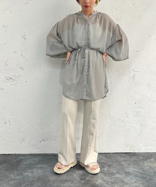 apres jour mignon(アプレジュールミニョン)の「シアー楊柳ブラウス【ZOZOTOWN限定アイテム】(シャツ/ブラウス・レディース・ブラック/オフホワイト/ブルー・X-LARGE/フリー)」の21枚目の写真