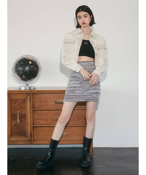 EMODA（エモダ）の「オーバーショートシャツジャケット（デニムジャケット・レディース・ブラック/グレー/インディゴブルー/アイボリー・FREE）」の9枚目の写真