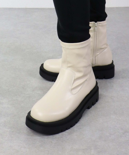 LibertyDoll（リバティードール）の「LIBERTYDOLL / [超軽量]　スクエアトゥトラックソール ストレッチサイドジップブーツ (9087)コンバットブーツ　ストレッチショートブーツ（ブーツ・メンズ・アイボリー/ダークブラウン/ブラック/ホワイト・40/LL/SS/S/M/L/43/41/42/44）」の16枚目の写真